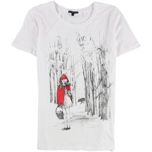 TRULY MADLY DEEPLY Womens Red Riding Hood Graphic T-Shirt, white, S